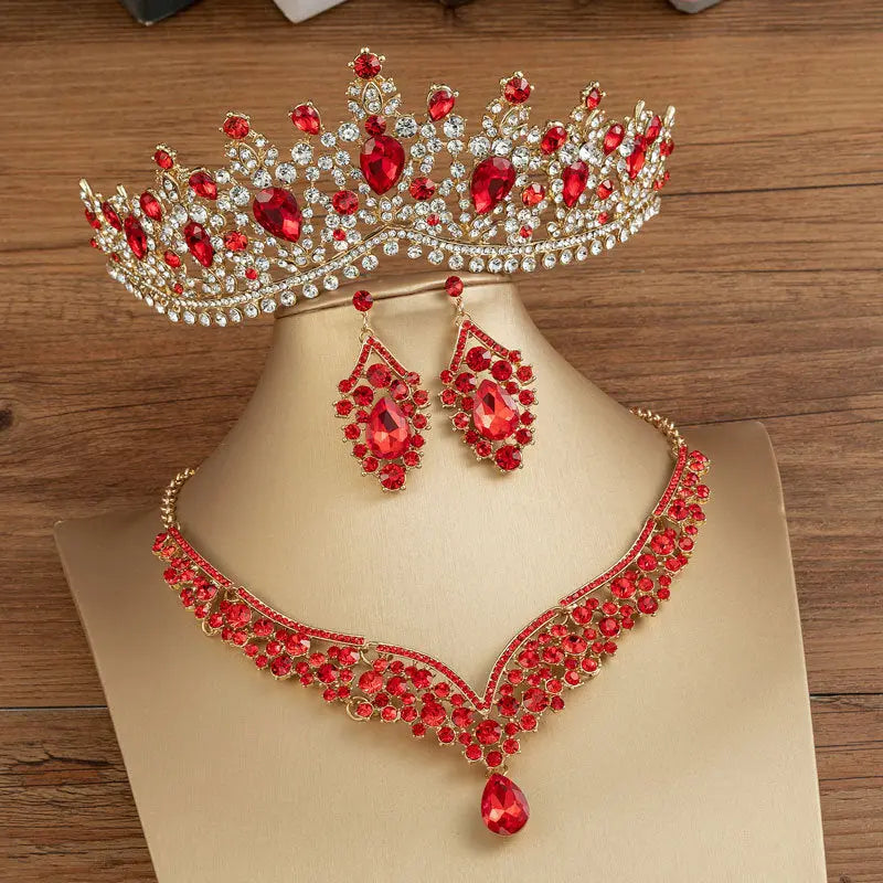 Elegant Diamond-Studded Bridal Crown with Jewelry Set - Nuriyya Bridal Accessories LLC