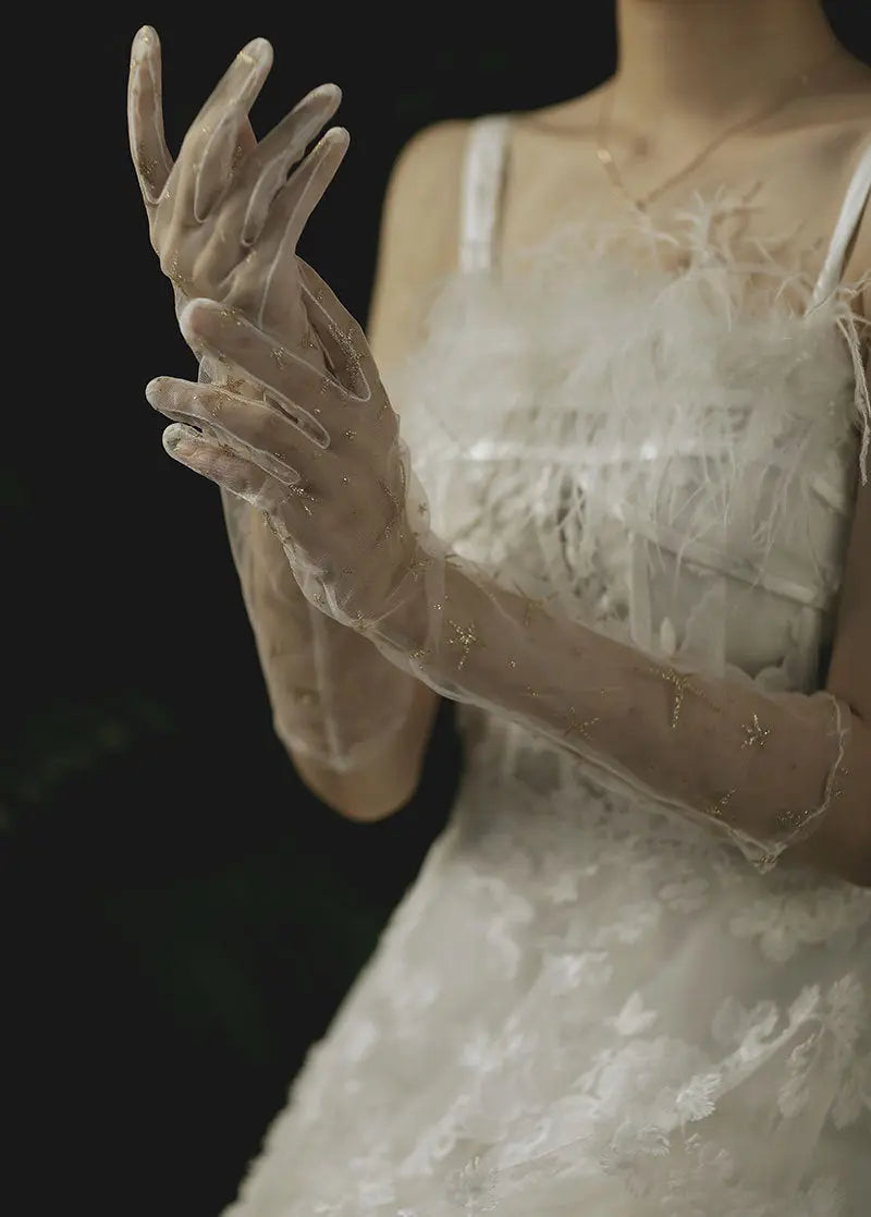 Elegant Bridal Lace Fingerless Wedding Gloves - Nuriyya Bridal Accessories LLC