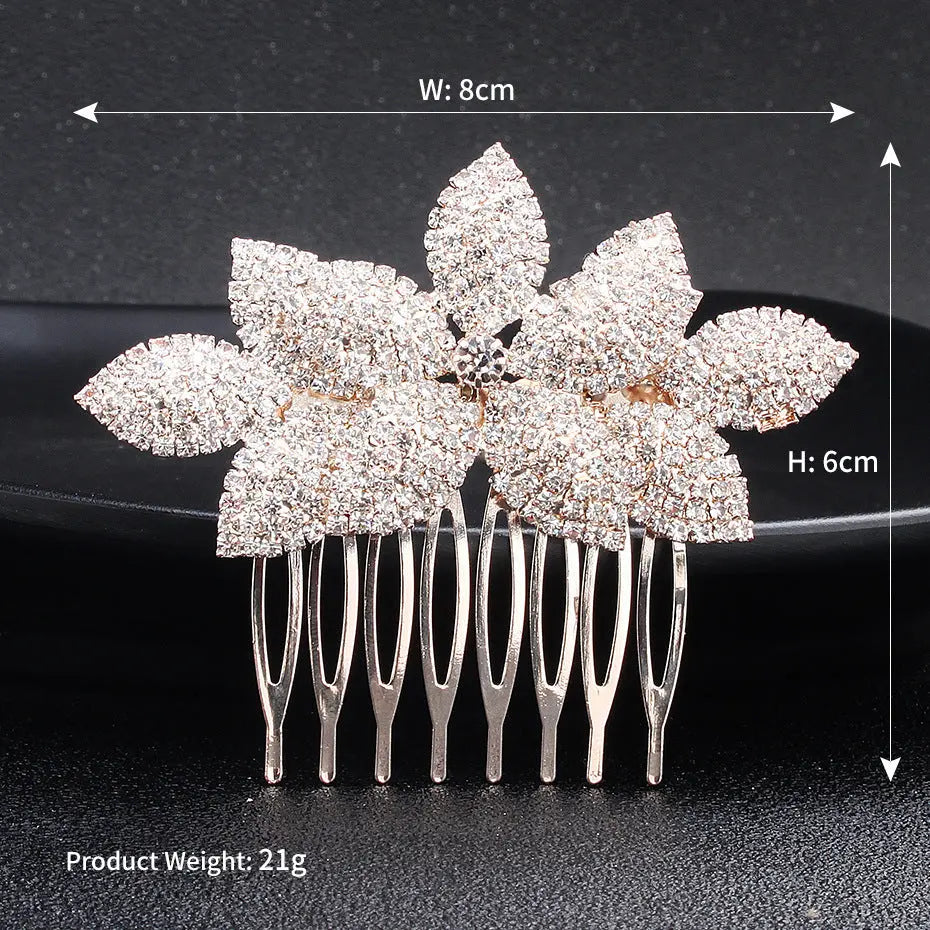 Elegant Rhinestone Bridal Hair Comb with Floral Design - Nuriyya Bridal Accessories LLC