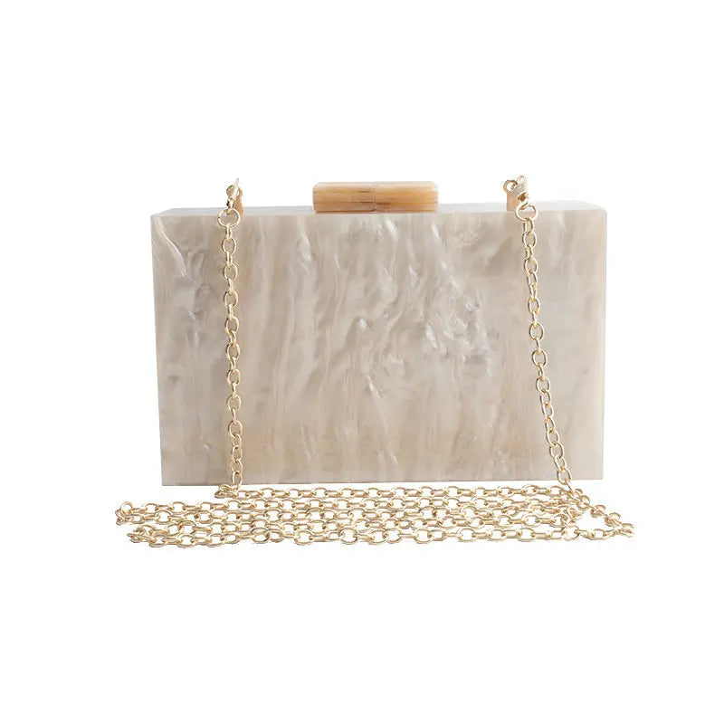 Luxury Acrylic Handbag with Marble Pattern – Small & Stylish Women's Bag - Nuriyya Bridal Accessories LLC