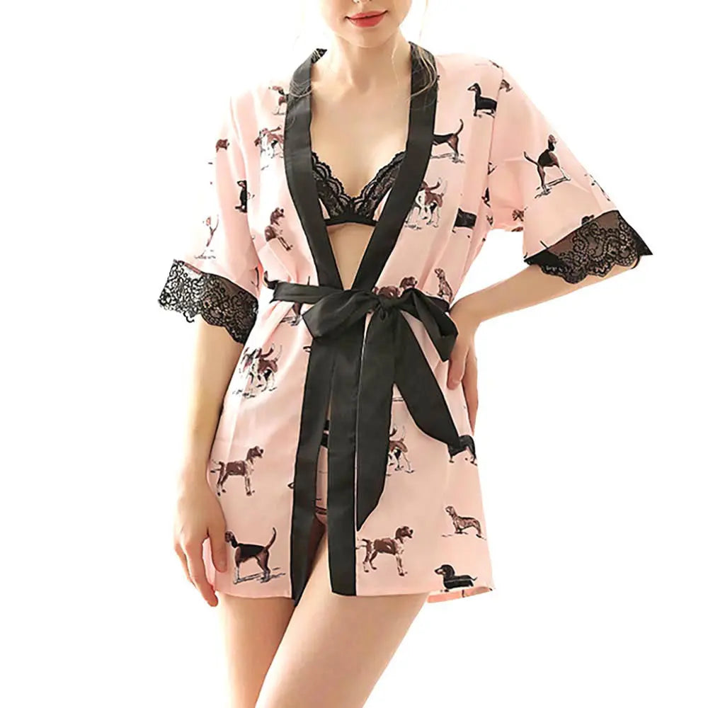 Sexy Pink Nightgown Suit | Elegant Polyester Fiber Sleepwear - Nuriyya Bridal Accessories LLC