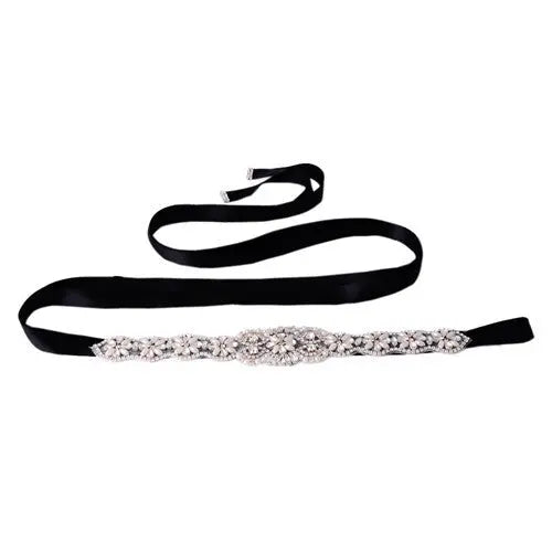 Bridal Wedding Belt with Rhinestone Decoration | Elegant Bow & Ribbon Design - Nuriyya Bridal Accessories LLC