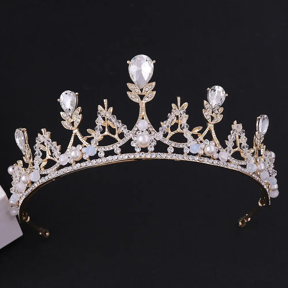 Korean Style Bridal Crown & Earring Set – Handmade Elegance for Women - Nuriyya Bridal Accessories LLC