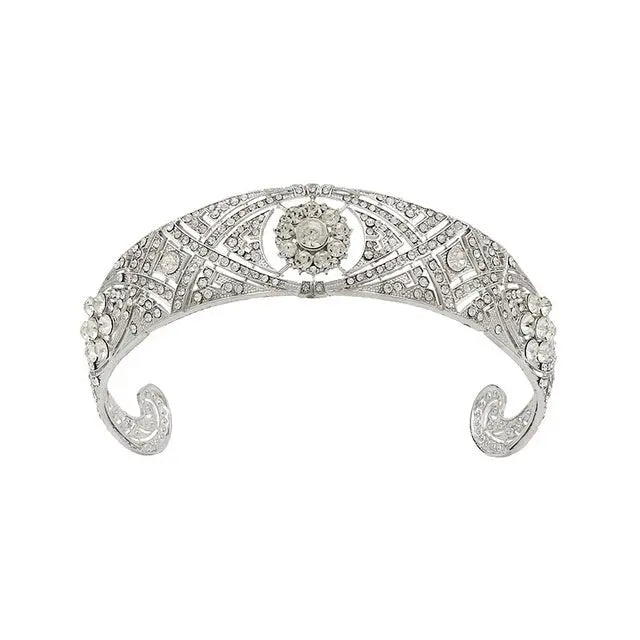 Silver Zircon crown – Elegant Alloy Wedding Headpiece - Nuriyya Bridal Accessories LLC