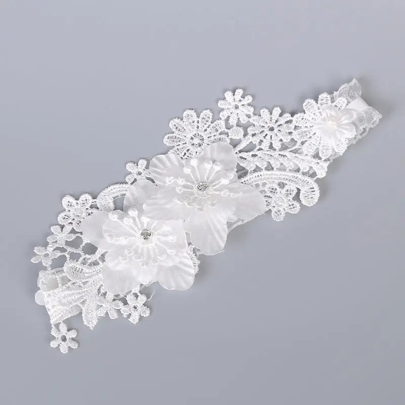 White Lace Rhinestone Bridal Garter – Elegant Wedding Accessory - Nuriyya Bridal Accessories LLC