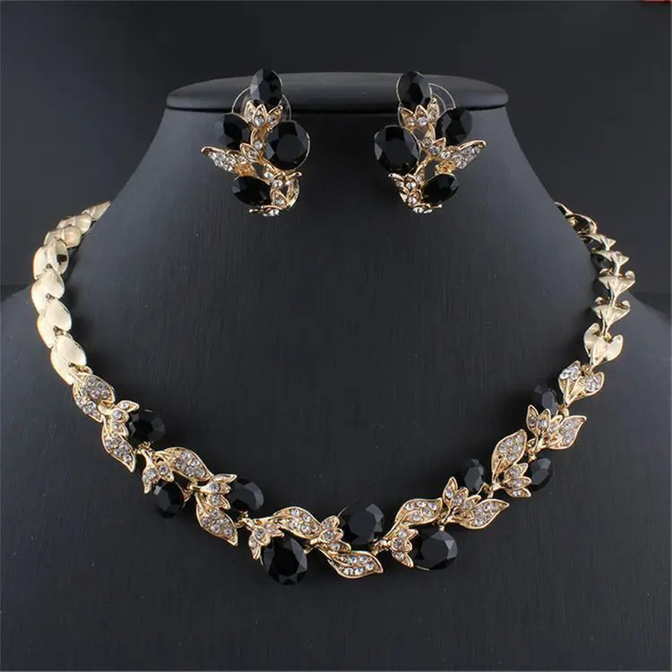 Elegant Bridal Jewelry Two-Piece Set – Banquet Accessories with Water Wave Chain - Nuriyya Bridal Accessories LLC