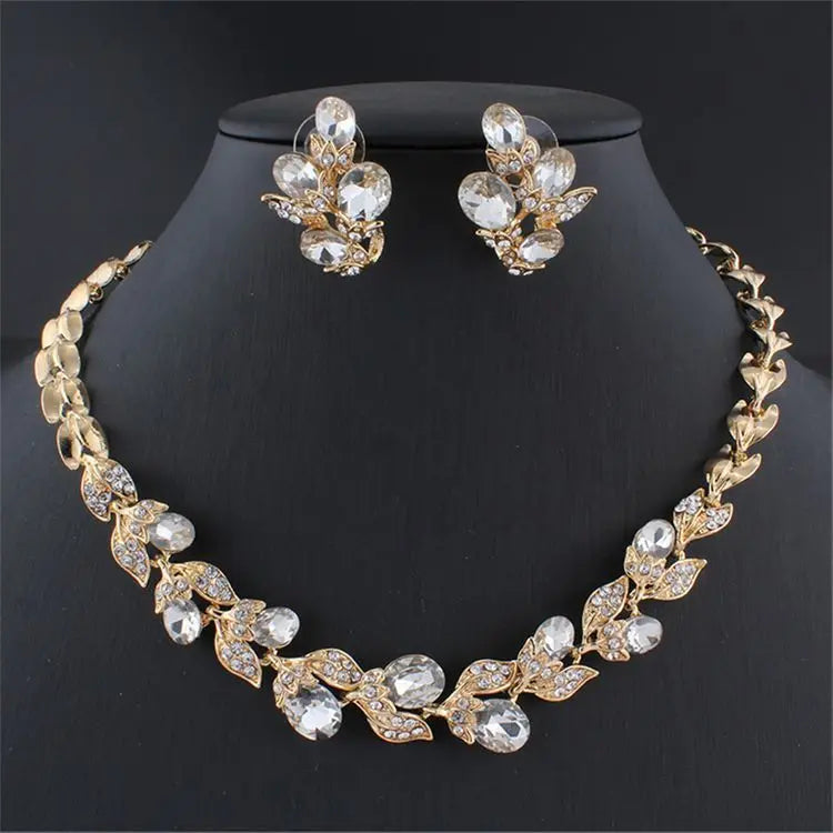 Elegant Bridal Jewelry Two-Piece Set – Banquet Accessories with Water Wave Chain - Nuriyya Bridal Accessories LLC