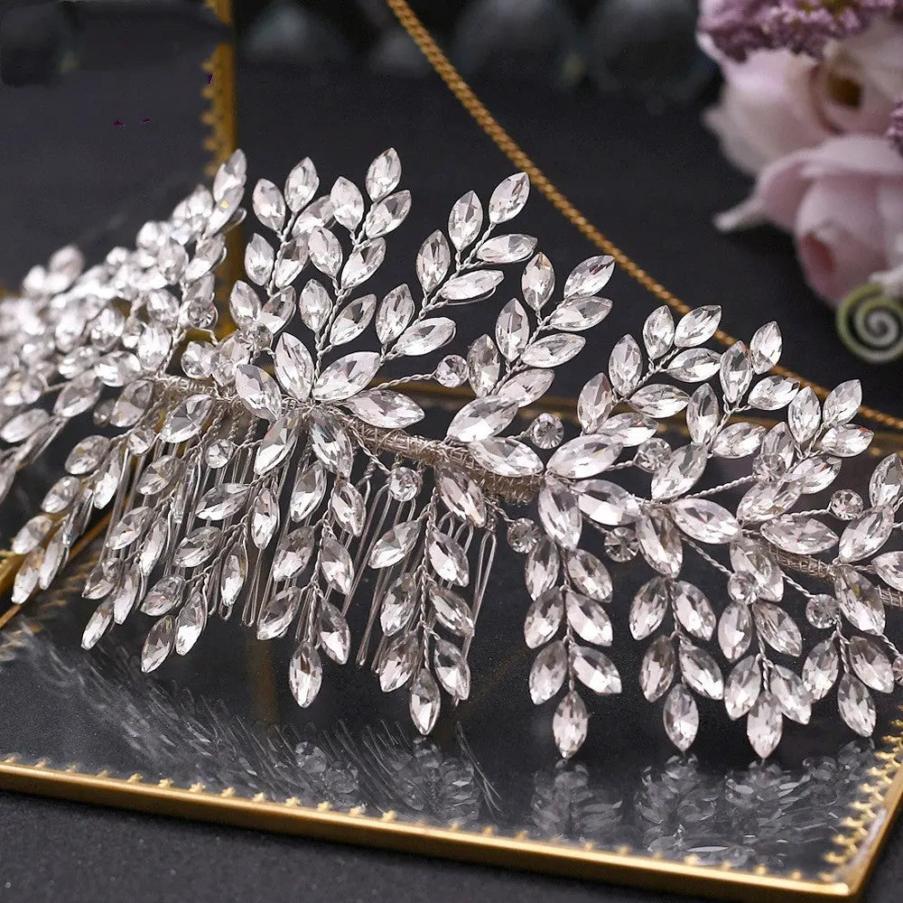 Luxury Rhinestone Bridal Hair Comb & Headband – Elegant European & American Style - Nuriyya Bridal Accessories LLC