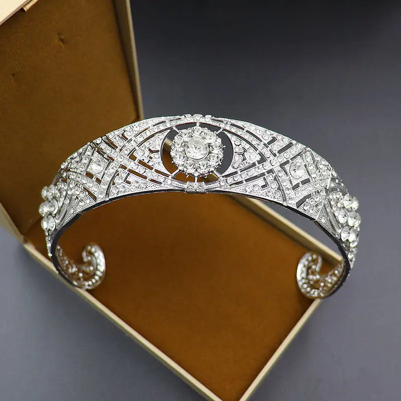 Silver Zircon crown – Elegant Alloy Wedding Headpiece - Nuriyya Bridal Accessories LLC