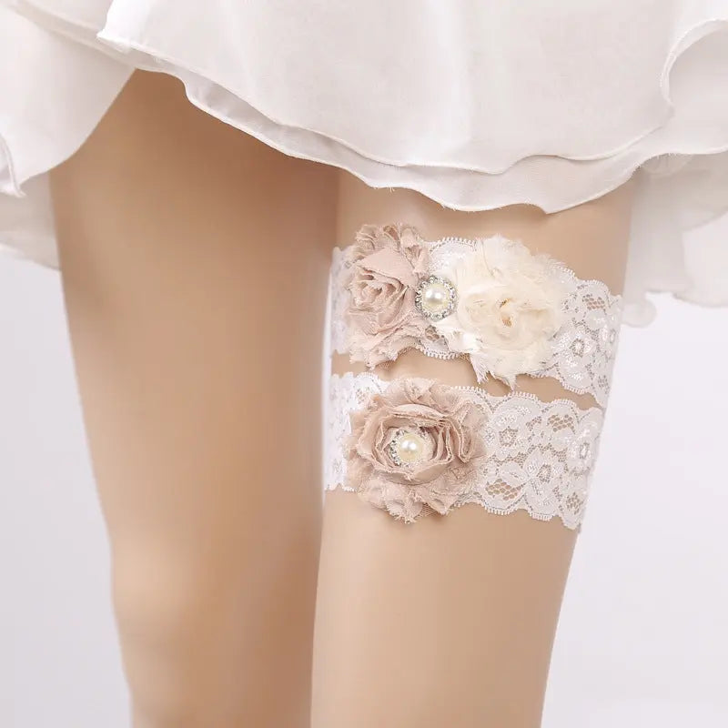 Elegant Handmade Rhinestone Lace Bridal Garter - Wedding Leg Loop - Nuriyya Bridal Accessories LLC