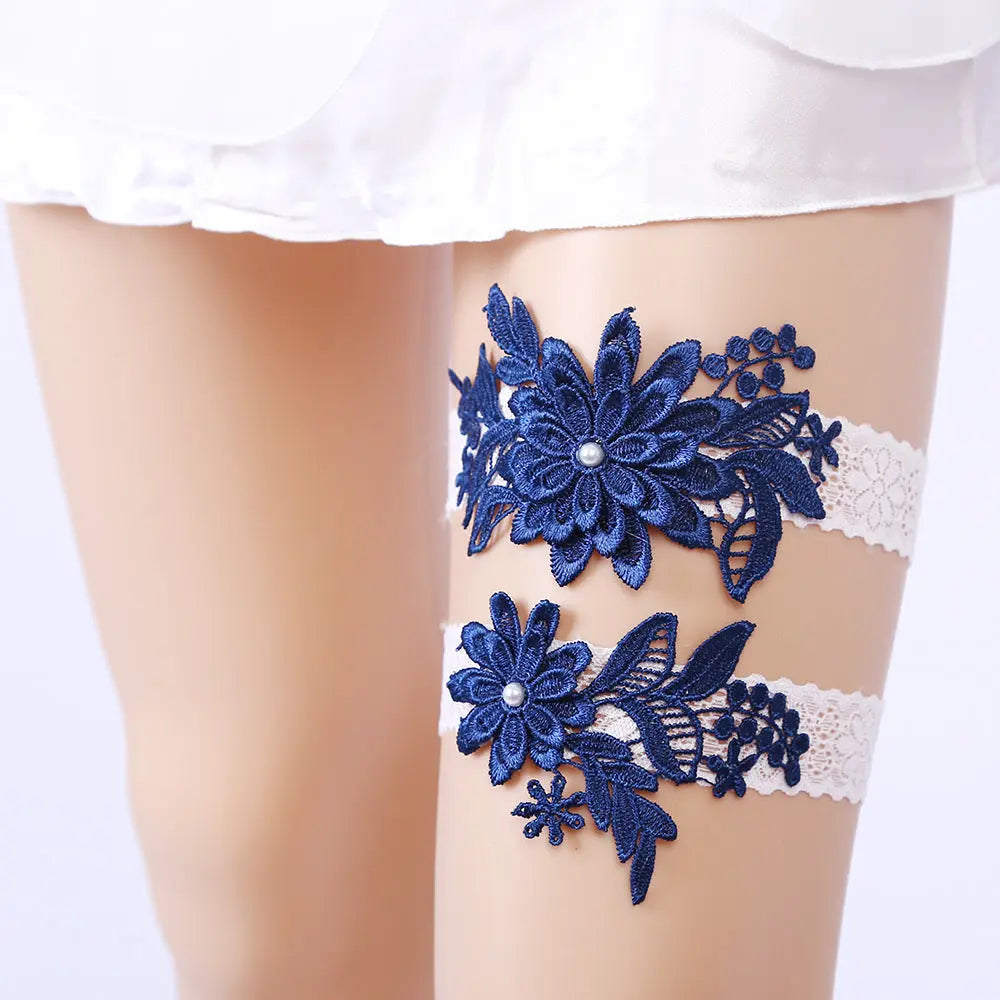 Elegant Handmade Rhinestone Lace Bridal Garter - Wedding Leg Loop - Nuriyya Bridal Accessories LLC