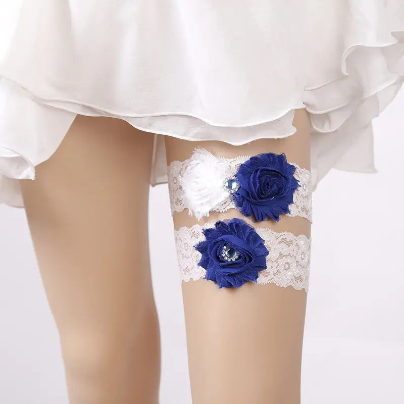 Elegant Handmade Rhinestone Lace Bridal Garter - Wedding Leg Loop - Nuriyya Bridal Accessories LLC