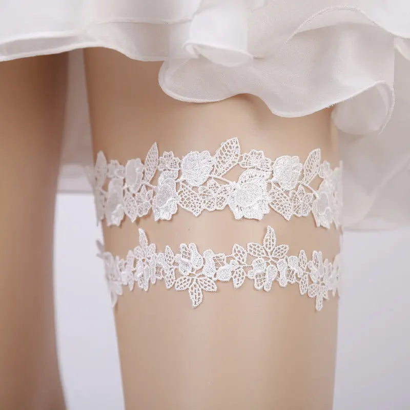 Elegant Handmade Rhinestone Lace Bridal Garter - Wedding Leg Loop - Nuriyya Bridal Accessories LLC