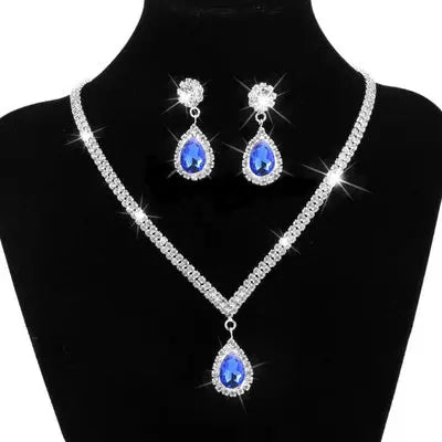 Elegant Bridal Jewelry Set with Water Drop Crystal Pendant - Nuriyya Bridal Accessories LLC