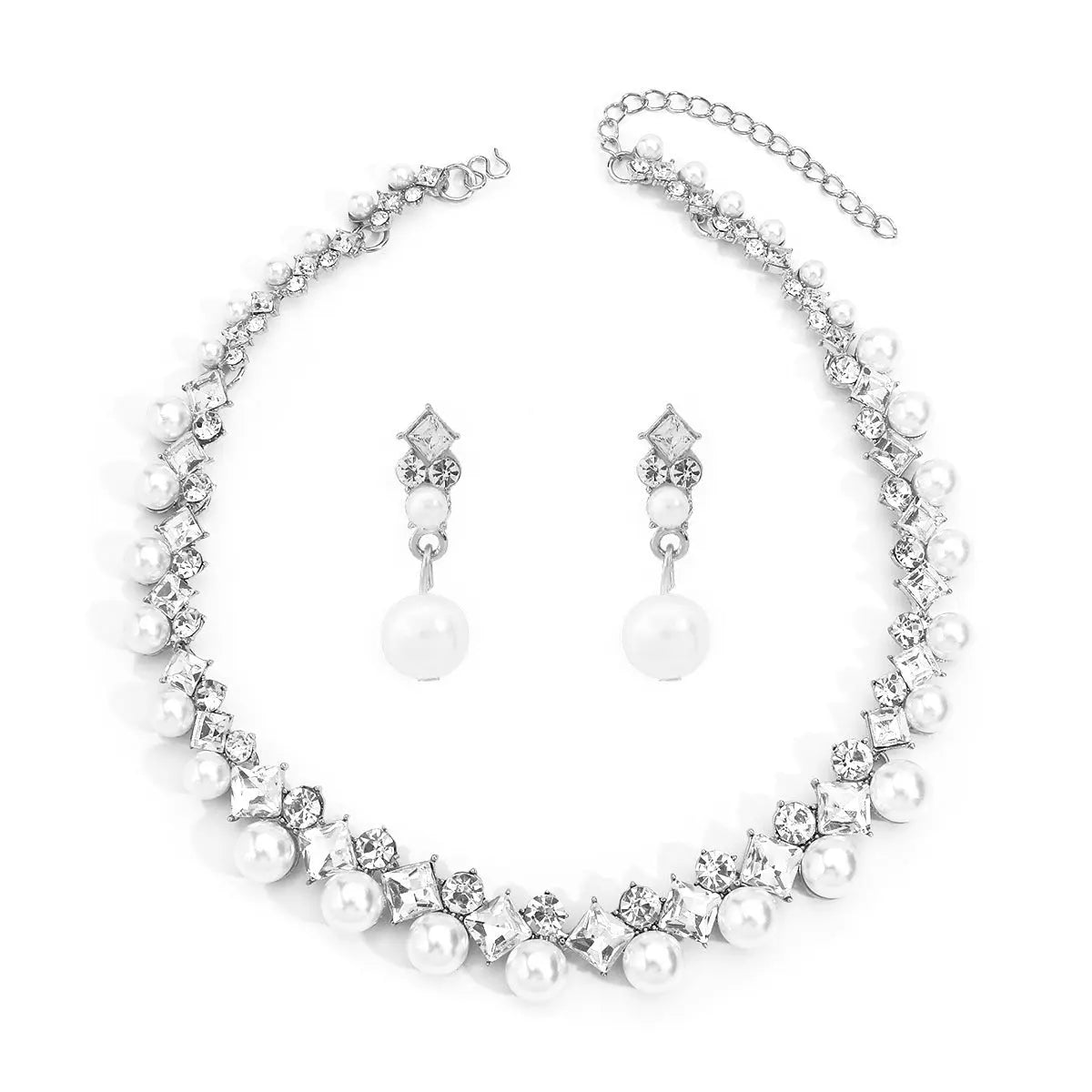 Elegant Baroque Bridal Necklace & Earrings Jewelry Set - Nuriyya Bridal Accessories LLC