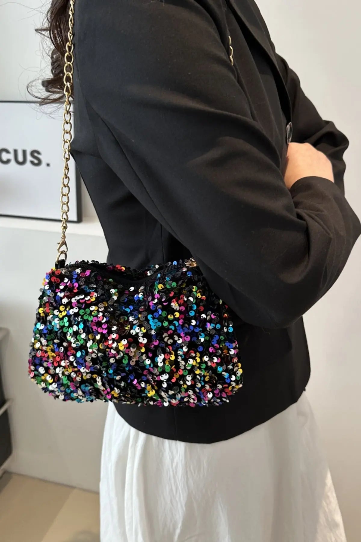 Sequin Shoulder Bag | Small Glamorous Polyester Bag - Nuriyya Bridal Accessories LLC