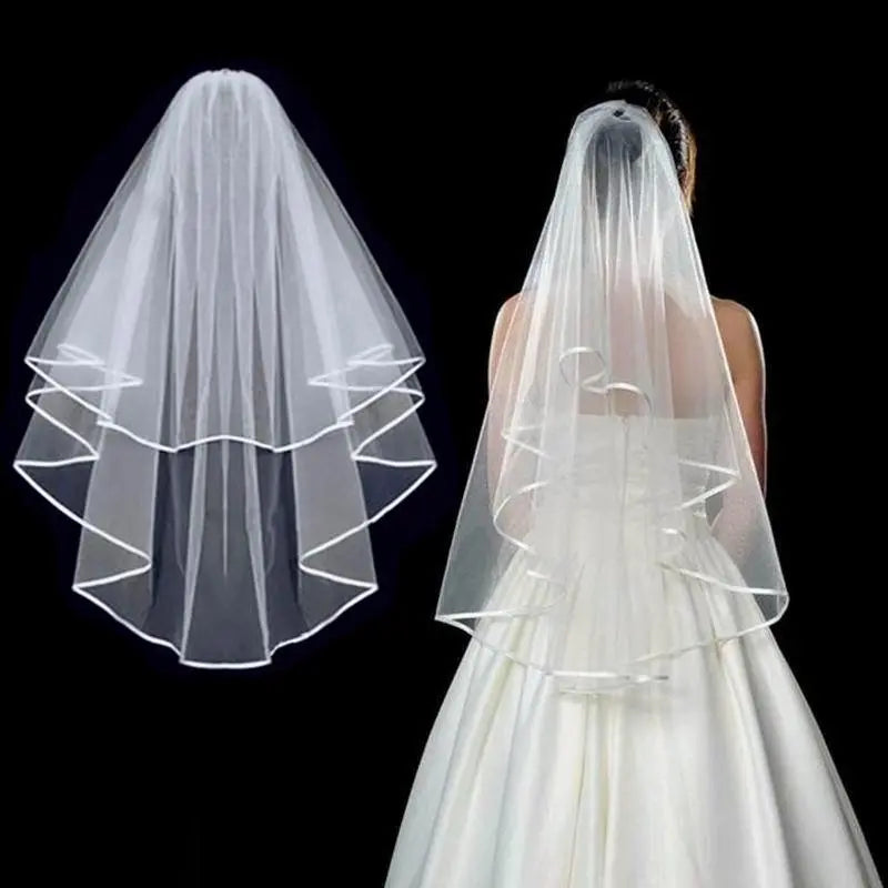 Elegant Bridal Knot Wedding Veil | Double Layer American Net Veil for Brides - Nuriyya Bridal Accessories LLC