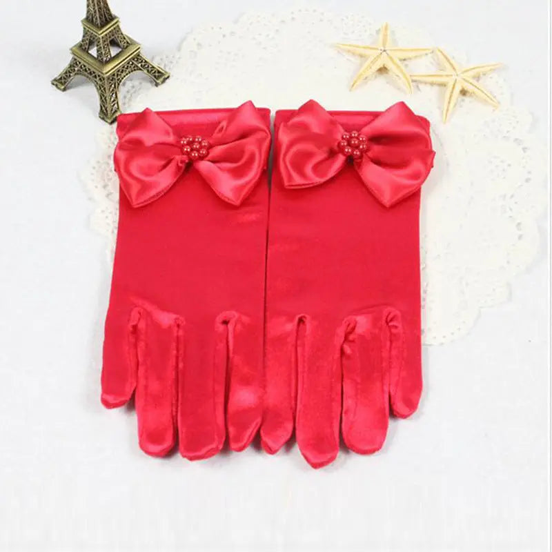 Elegant Flower Girl Gloves – Long Split Finger Gloves with Bow Detail - Nuriyya Bridal Accessories LLC