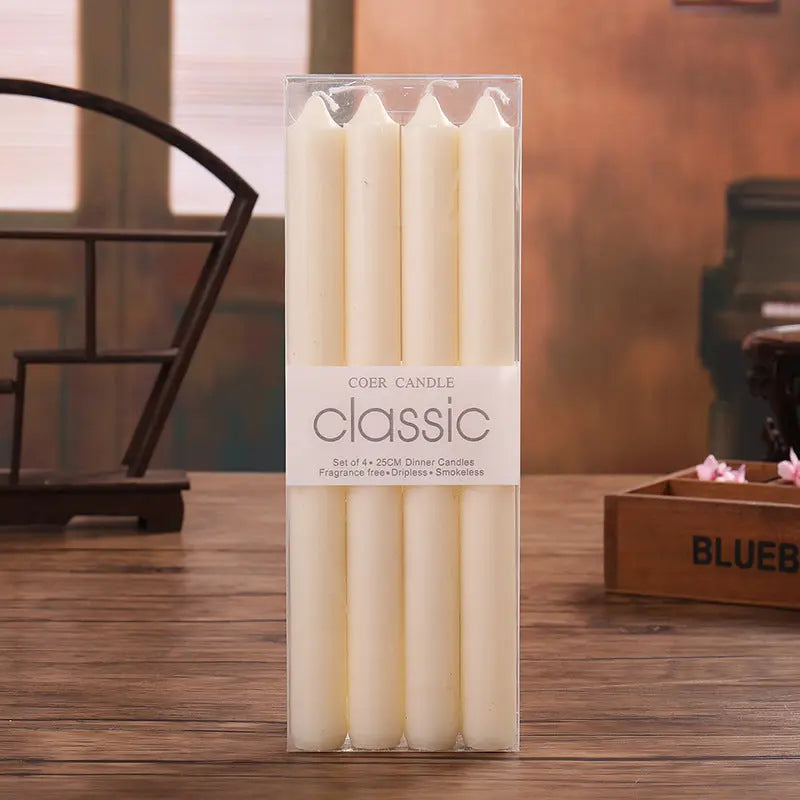 Colorful Rod Wax Wedding Candles (Pack of 4) | Cylindrical Paraffin Candles for Home - Nuriyya Bridal Accessories LLC