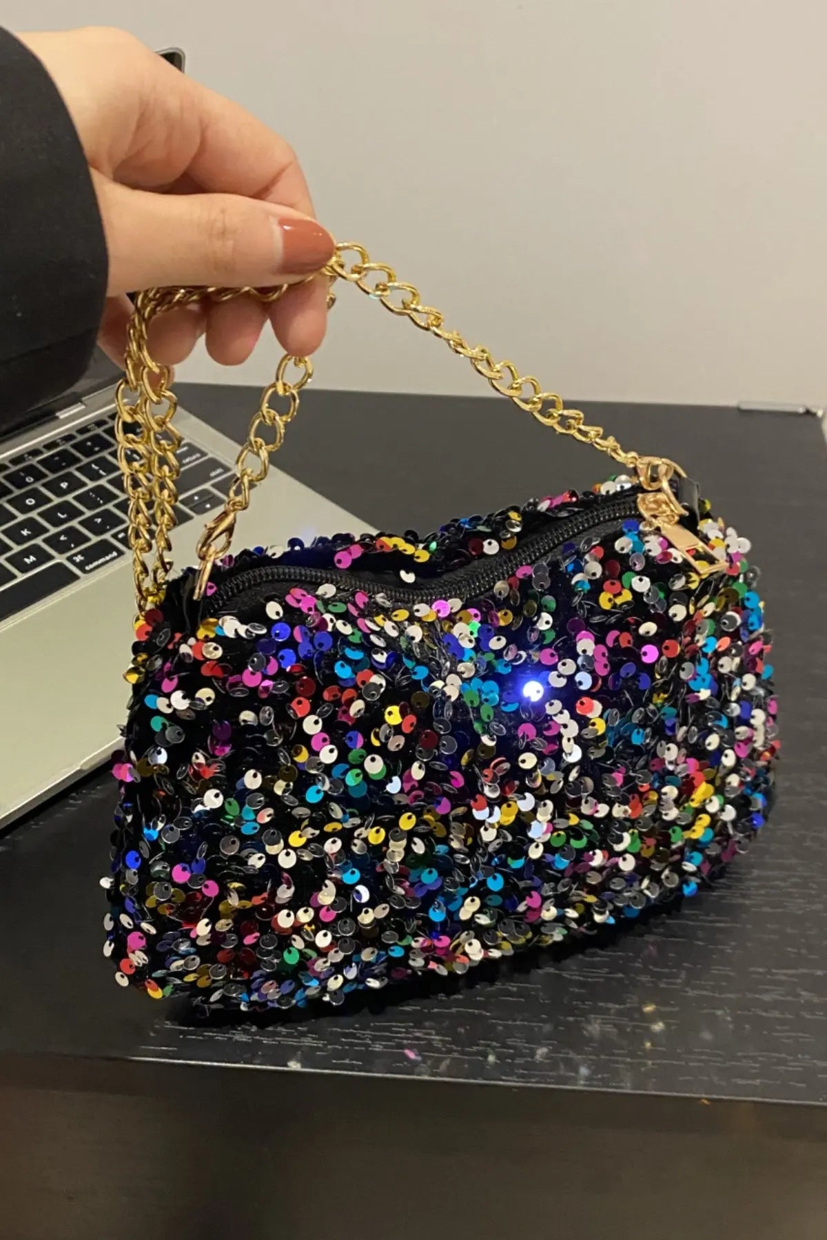 Sequin Shoulder Bag | Small Glamorous Polyester Bag - Nuriyya Bridal Accessories LLC