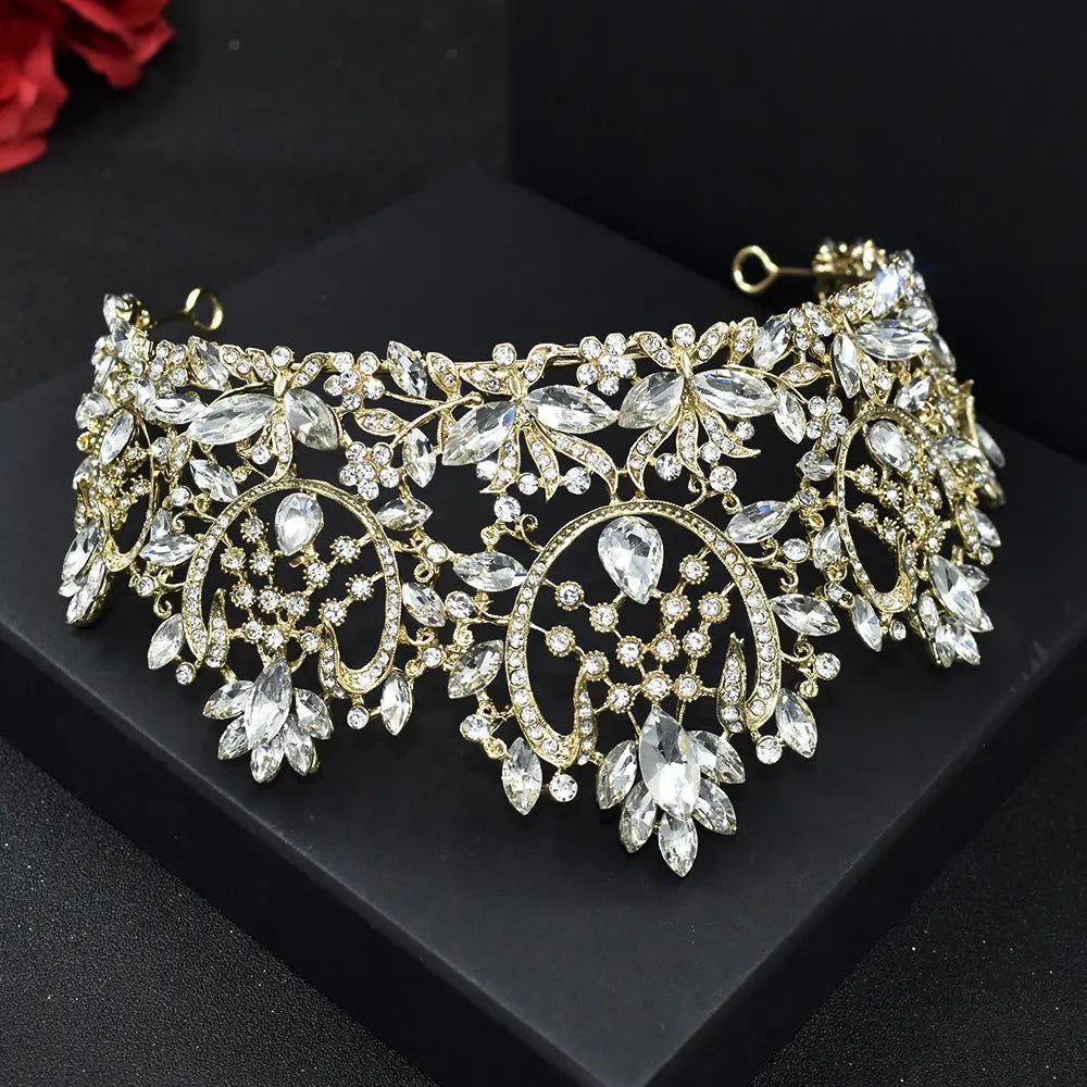 Elegant Rhinestone Bridal Crown – European & American Style Wedding Accessory - Nuriyya Bridal Accessories LLC