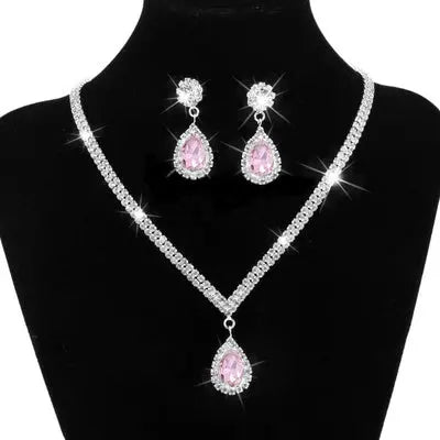 Elegant Bridal Jewelry Set with Water Drop Crystal Pendant - Nuriyya Bridal Accessories LLC