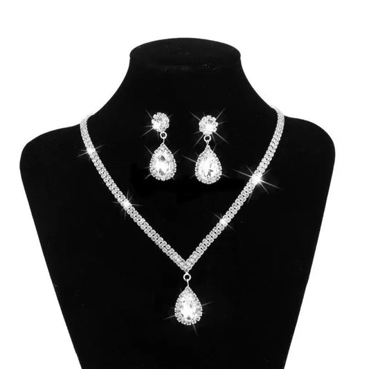 Elegant Bridal Jewelry Set with Water Drop Crystal Pendant - Nuriyya Bridal Accessories LLC