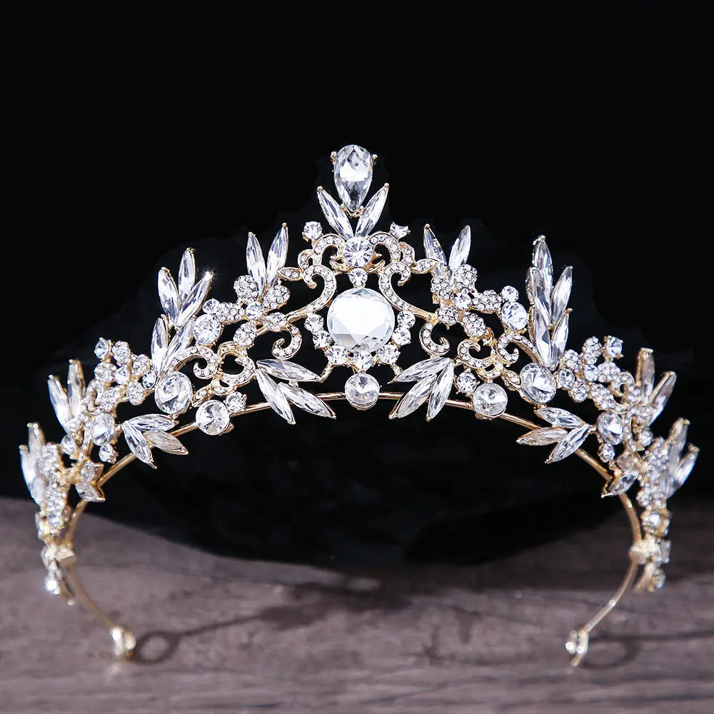 Stunning Rhinestone Mitzvah Bridal Crown Headdress in KC Gold & Silver - Nuriyya Bridal Accessories LLC