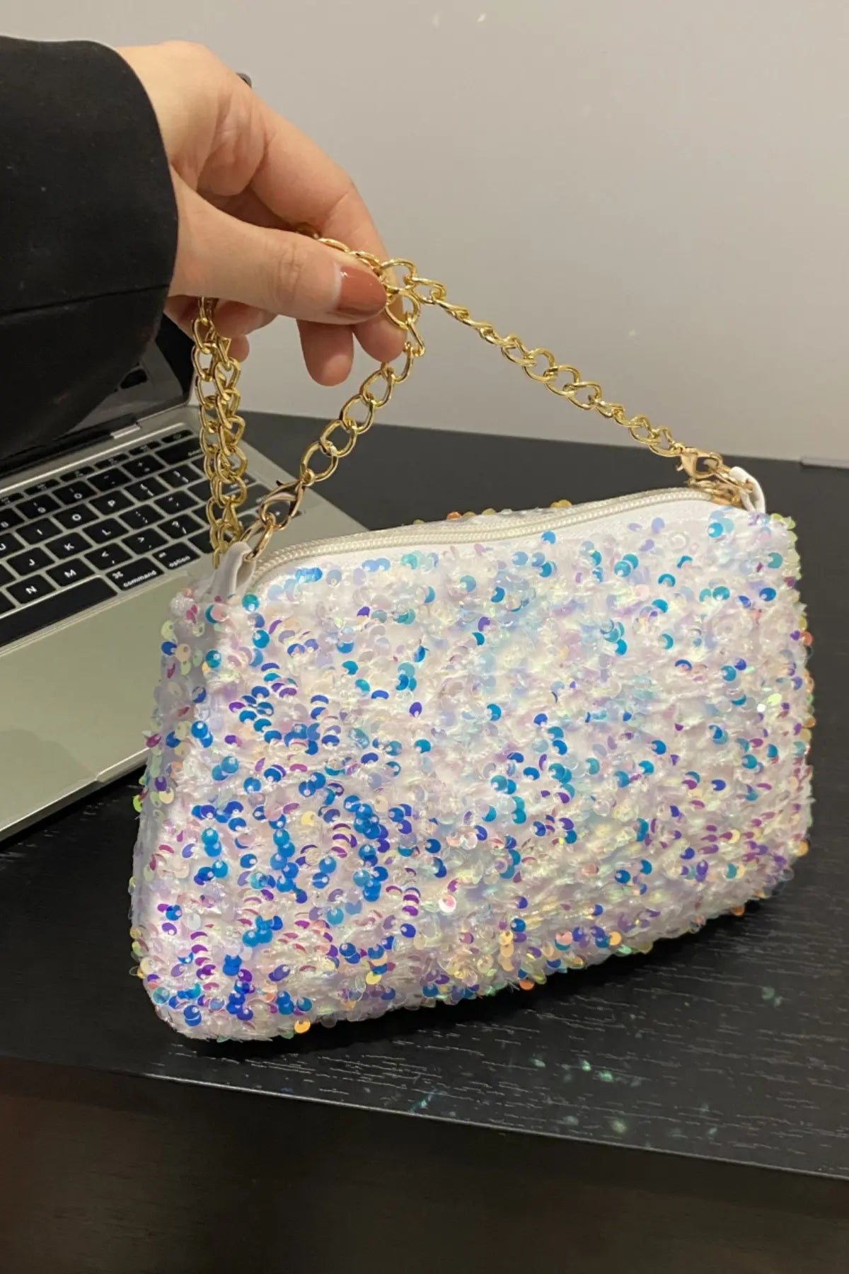 Sequin Shoulder Bag | Small Glamorous Polyester Bag - Nuriyya Bridal Accessories LLC