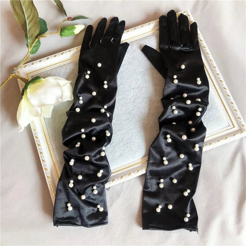 Elegant Summer Bridal Pearl Mesh Gloves – Multiple Colors & Styles - Nuriyya Bridal Accessories LLC