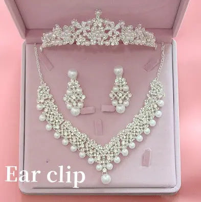 Elegant Korean Bridal Jewelry Set – Crown, Pearl Necklace & Accessories - Nuriyya Bridal Accessories LLC