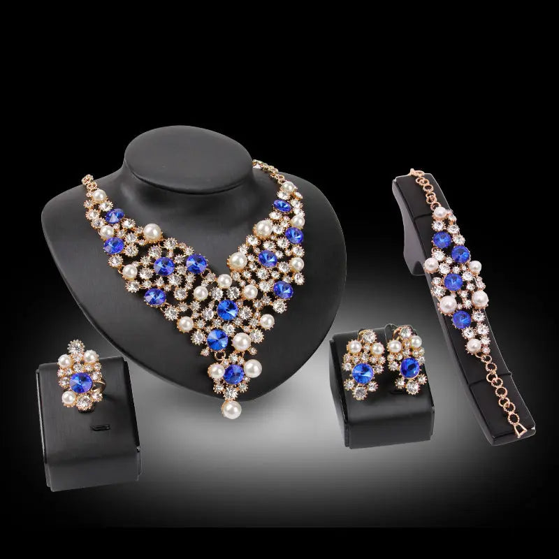 Elegant Exaggerated Bridal Jewelry Set – Water Wave Chain Necklace & Earrings - Nuriyya Bridal Accessories LLC