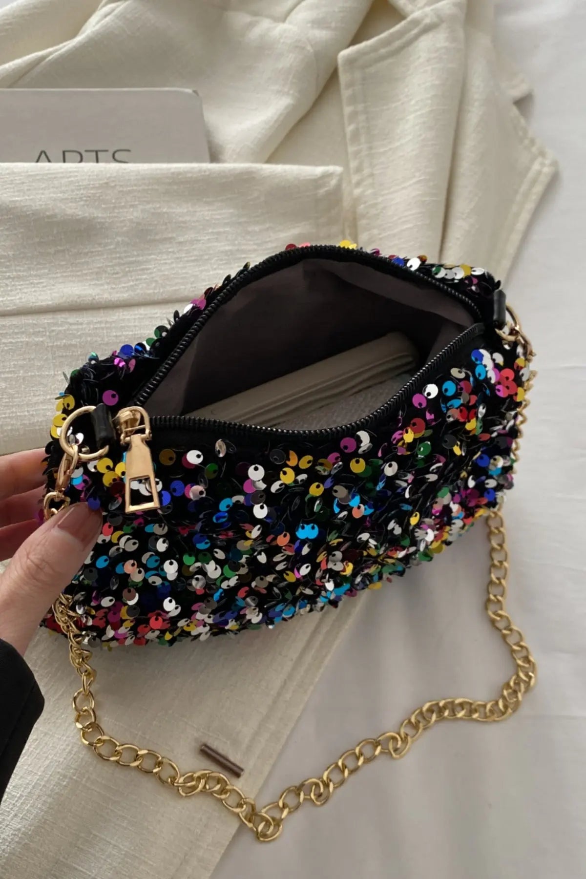 Sequin Shoulder Bag | Small Glamorous Polyester Bag - Nuriyya Bridal Accessories LLC