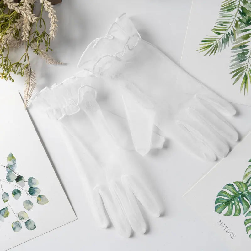 Elegant Ruffled Bridal Wedding Gloves - Nuriyya Bridal Accessories LLC