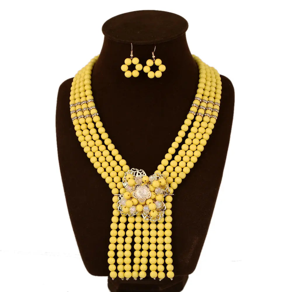 Elegant South African Wedding Jewelry Set – Two-Piece Necklace & Bracelet - Nuriyya Bridal Accessories LLC