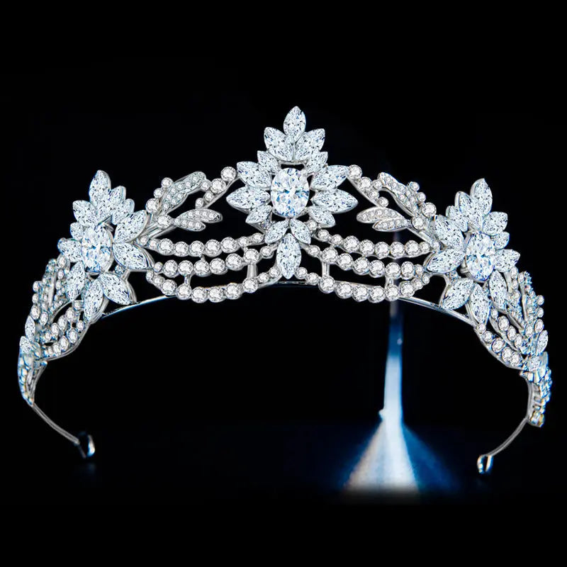 Stunning European & American 3A Zirconia Bridal Wedding Crown | Elegant White Alloy - Nuriyya Bridal Accessories LLC