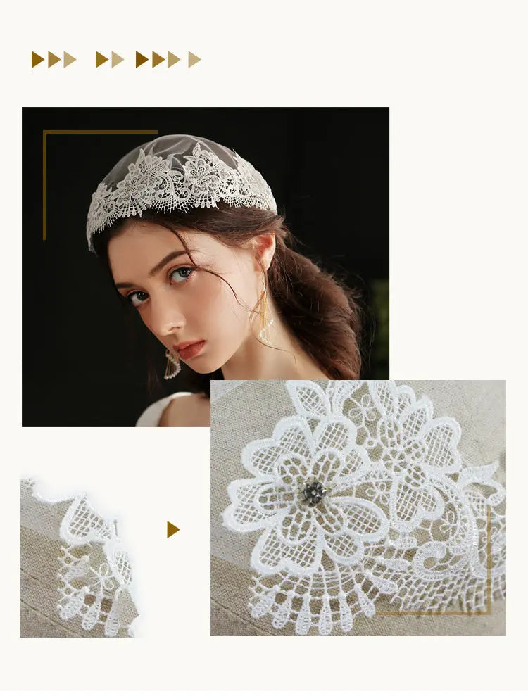 Exquisite Lace Edging Flower Hat Bridal Veil | Sweet Wedding Dress Accessory - Nuriyya Bridal Accessories LLC