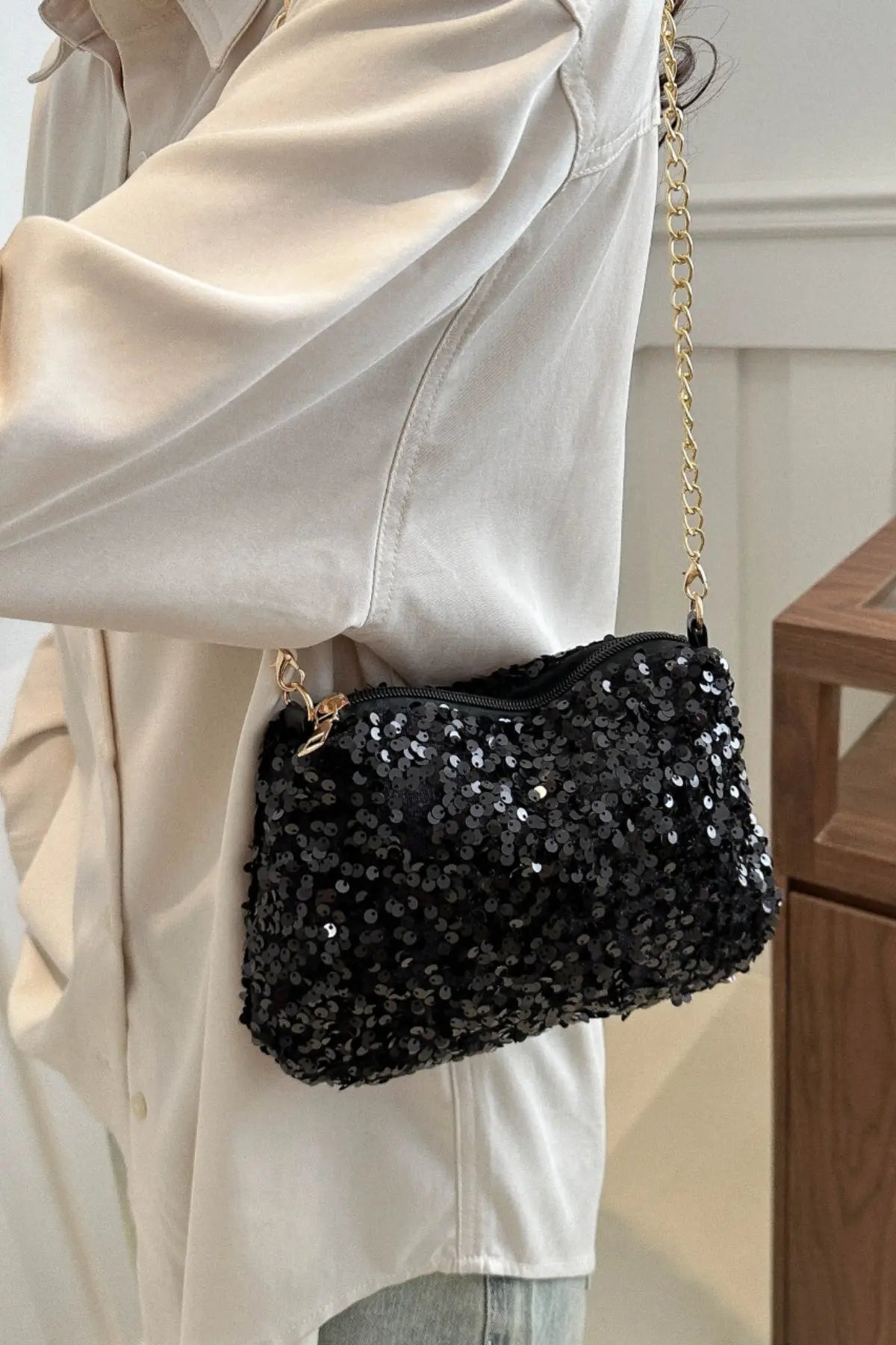 Sequin Shoulder Bag | Small Glamorous Polyester Bag - Nuriyya Bridal Accessories LLC