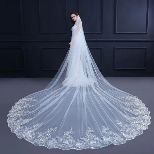 Elegant Mesh Cathedral Bridal Veil – Perfect Wedding Accessory - Nuriyya Bridal Accessories LLC