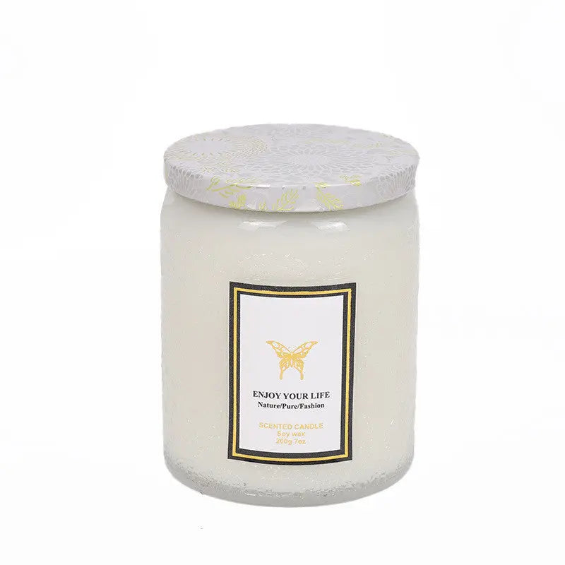 Fragrant Soy Candle in Embossed Glass – Handmade Gift for Aromatherapy - Nuriyya Bridal Accessories LLC