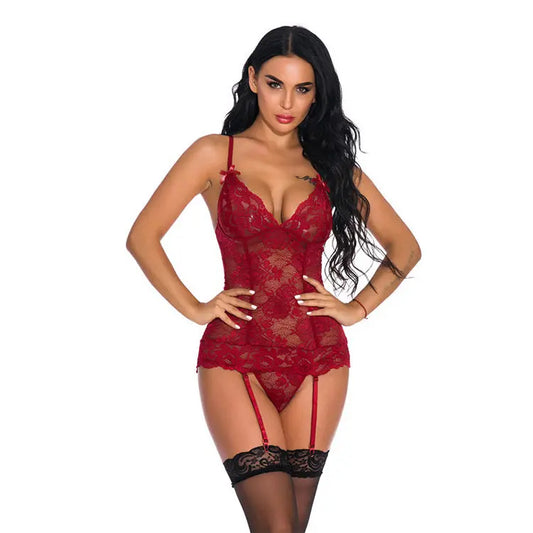 Elegant Women's Dacron Camisole Garter Suit - Sexy Pajama Set - Nuriyya Bridal Accessories LLC