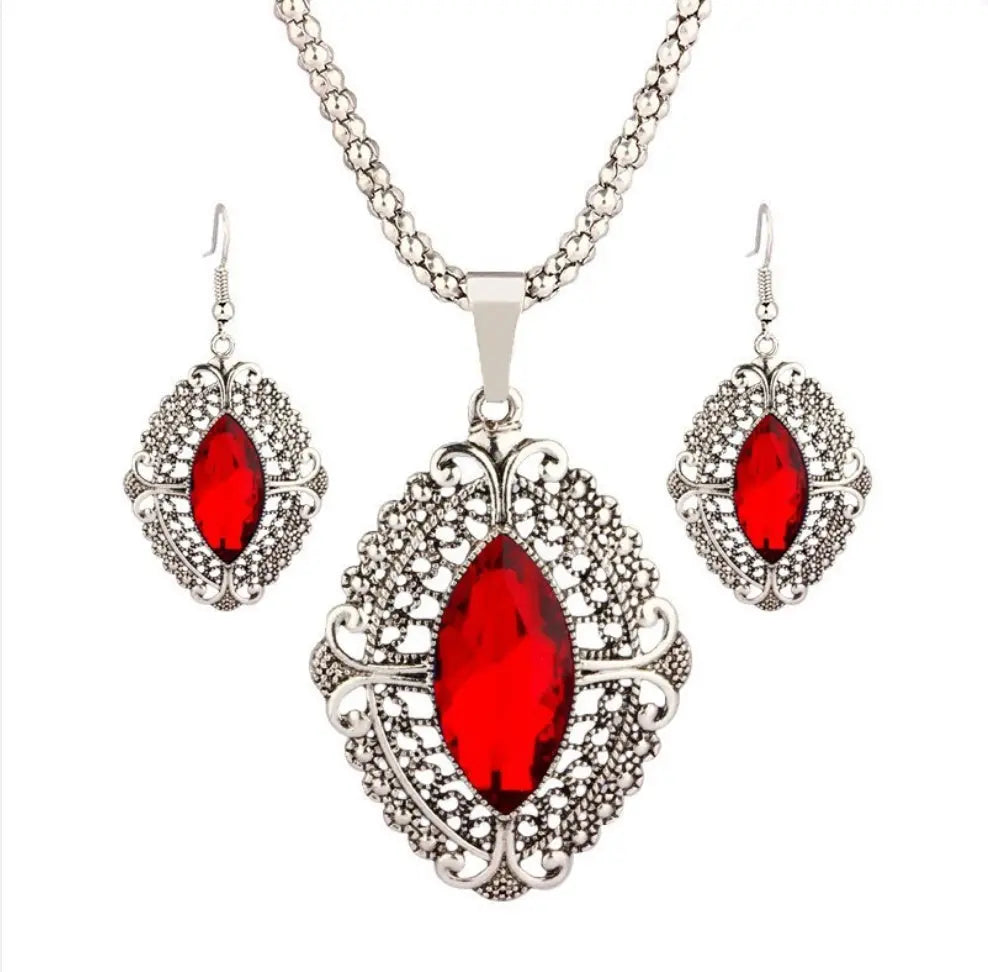 Elegant Zinc-Alloy Geometric Crystal Wedding Jewelry Set – Necklace, Bracelet & Earrings - Nuriyya Bridal Accessories LLC