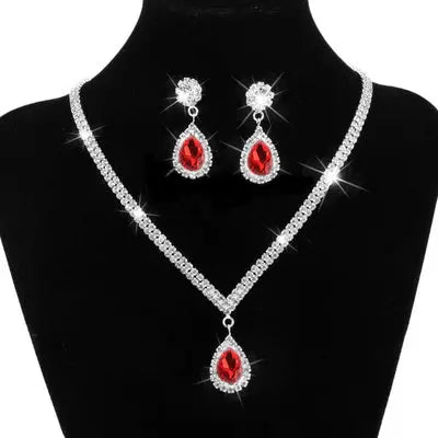 Elegant Bridal Jewelry Set with Water Drop Crystal Pendant - Nuriyya Bridal Accessories LLC