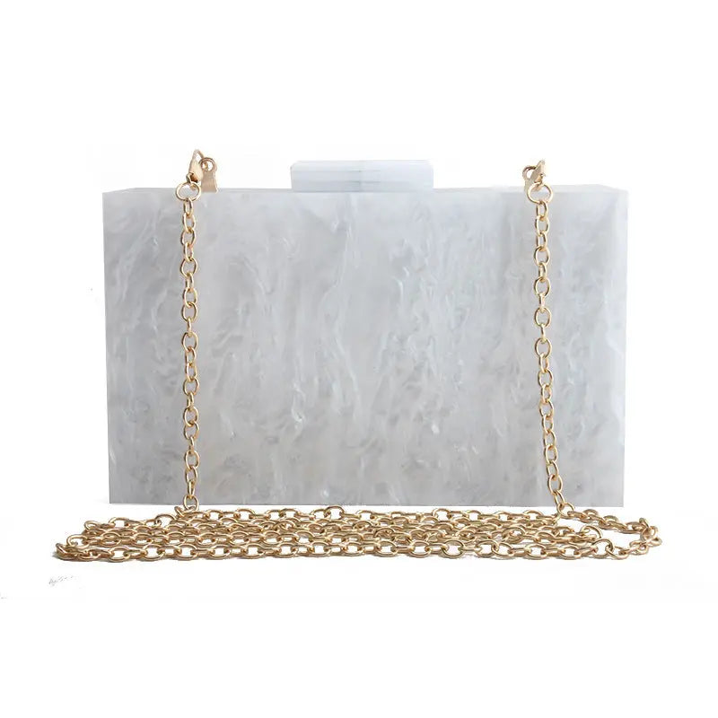 Luxury Acrylic Handbag with Marble Pattern – Small & Stylish Women's Bag - Nuriyya Bridal Accessories LLC