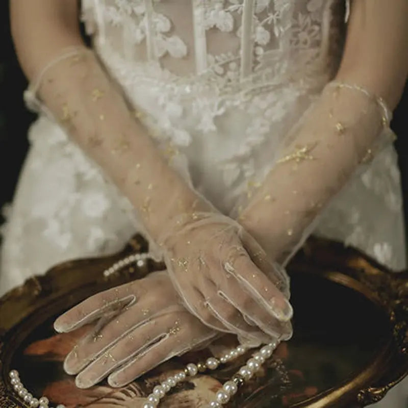 Elegant Bridal Lace Fingerless Wedding Gloves - Nuriyya Bridal Accessories LLC