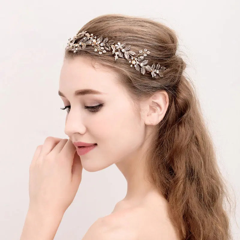 Elegant Vintage Gold Bridal Crown – Pearl Wedding Hair Accessory - Nuriyya Bridal Accessories LLC