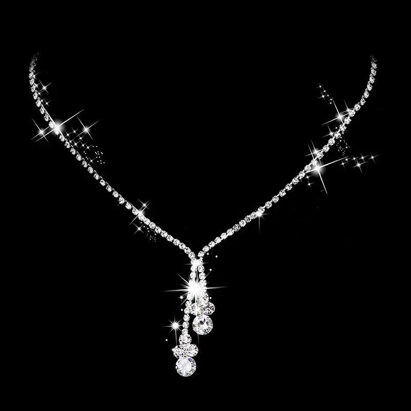 Elegant Bridal Jewelry Set – Rhinestone Zircon Necklace & Earrings - Nuriyya Bridal Accessories LLC