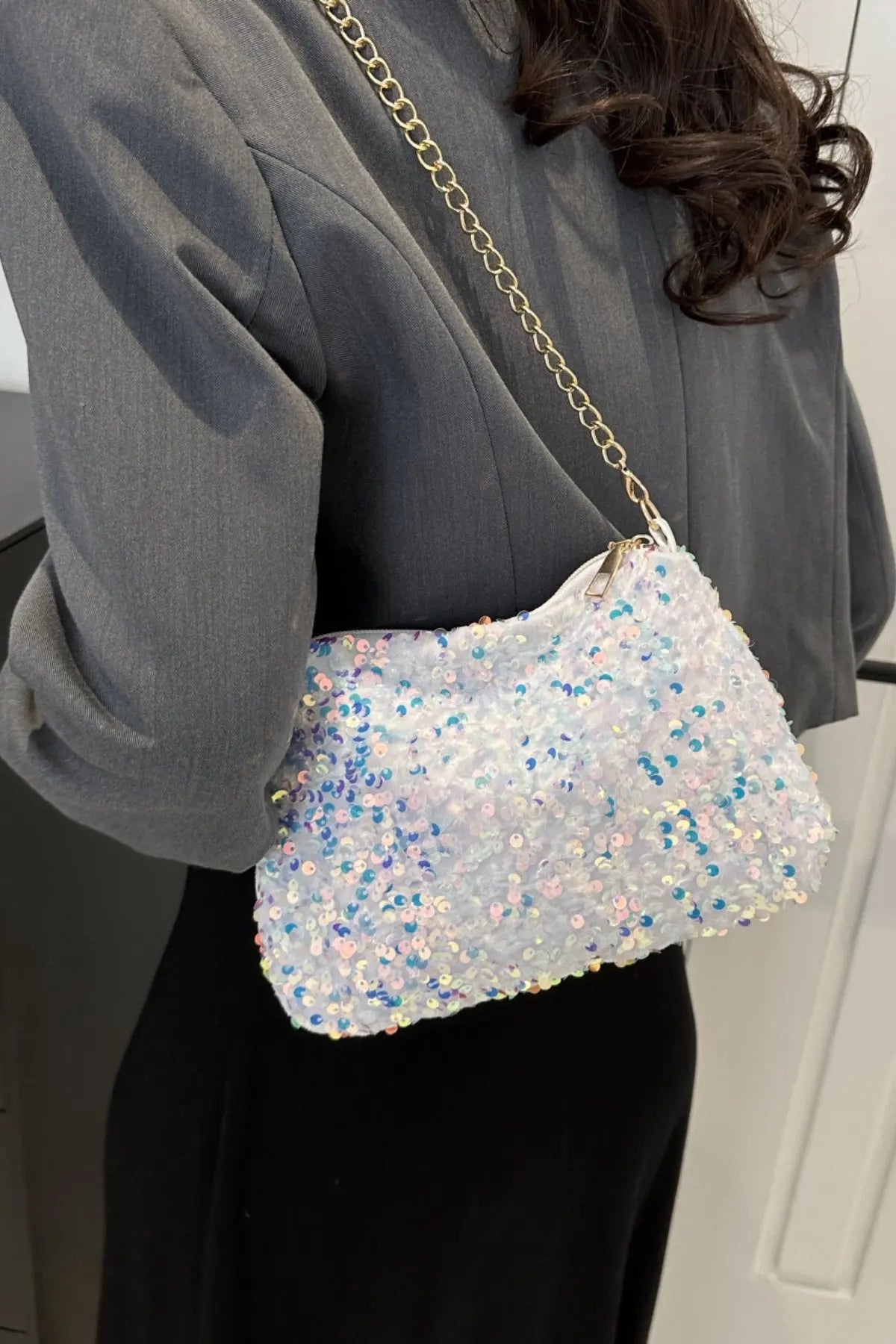 Sequin Shoulder Bag | Small Glamorous Polyester Bag - Nuriyya Bridal Accessories LLC