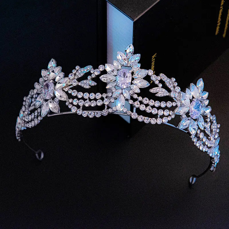 Stunning European & American 3A Zirconia Bridal Wedding Crown | Elegant White Alloy - Nuriyya Bridal Accessories LLC