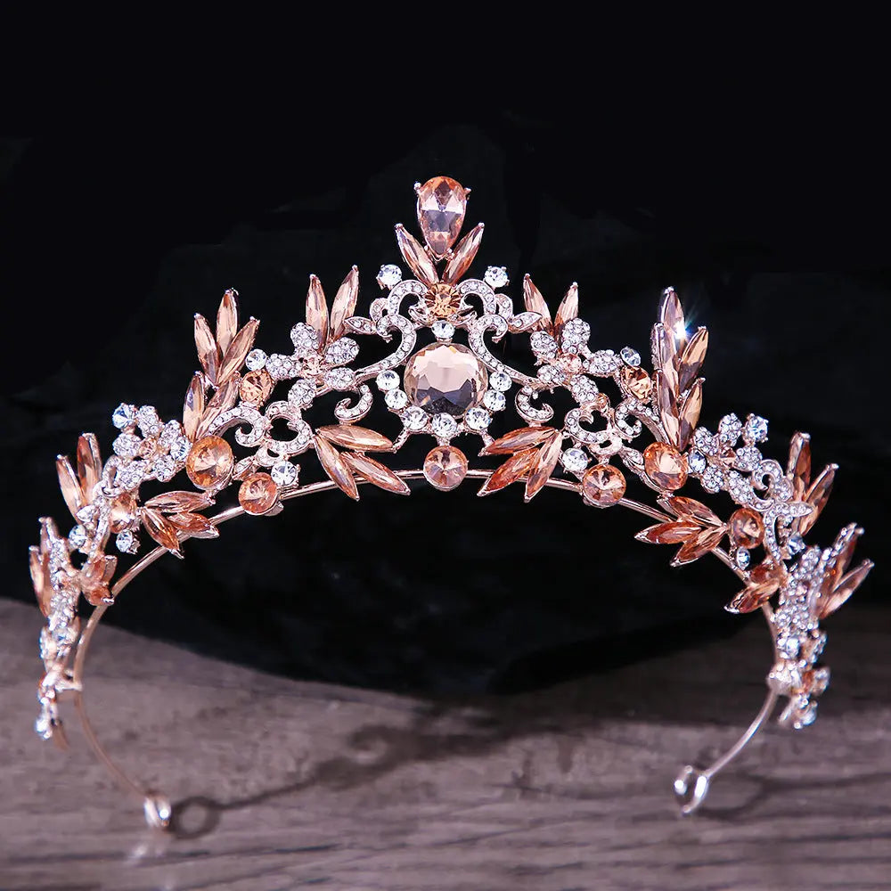 Stunning Rhinestone Mitzvah Bridal Crown Headdress in KC Gold & Silver - Nuriyya Bridal Accessories LLC